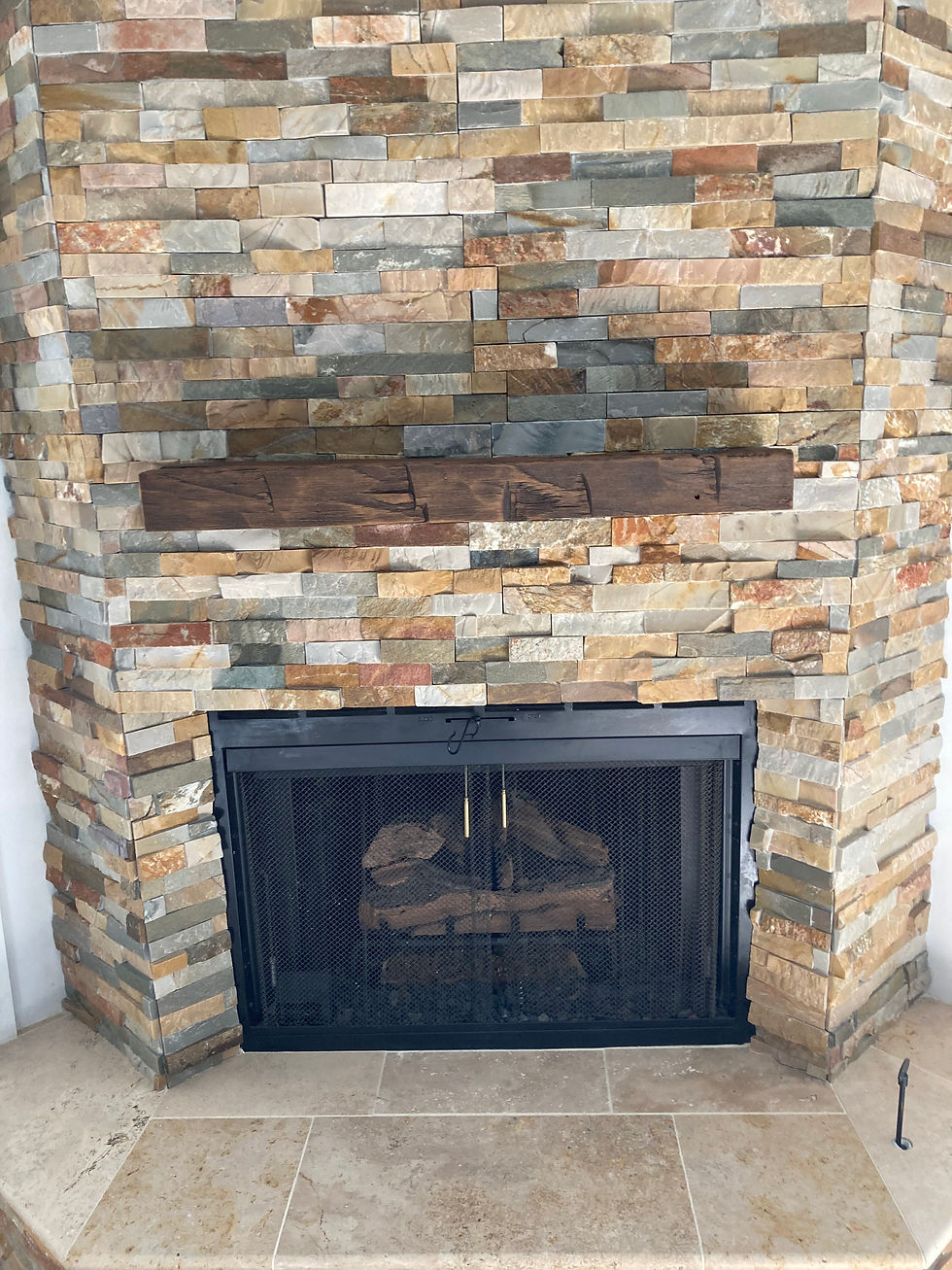Reclaimed Hand-Hewn Timber Mantel with Custom Wax Finish