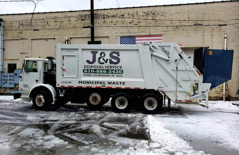 Garbage Truck Emptying Dumpster