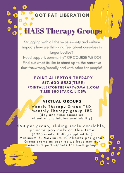 an old flyer for a HAES therapy group. no longer running