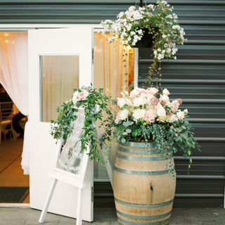 A well-decorated wedding corner with flowers