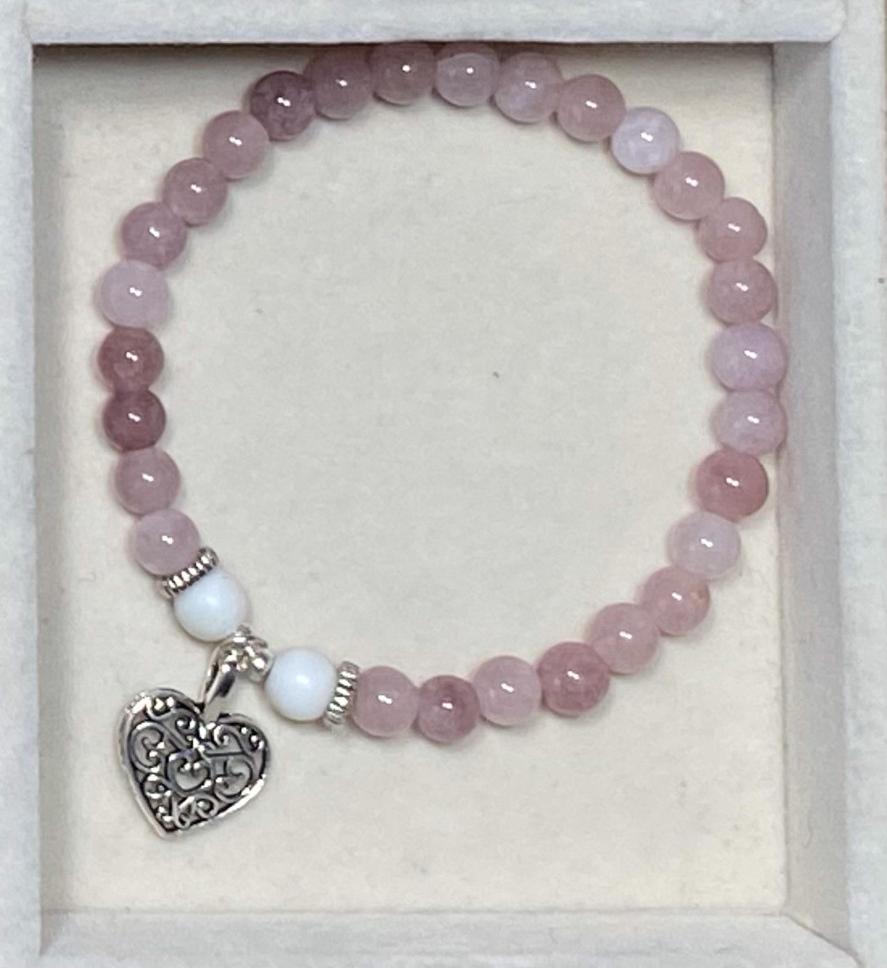 Lilac Chalcedony Bracelet - Filigree Heart
