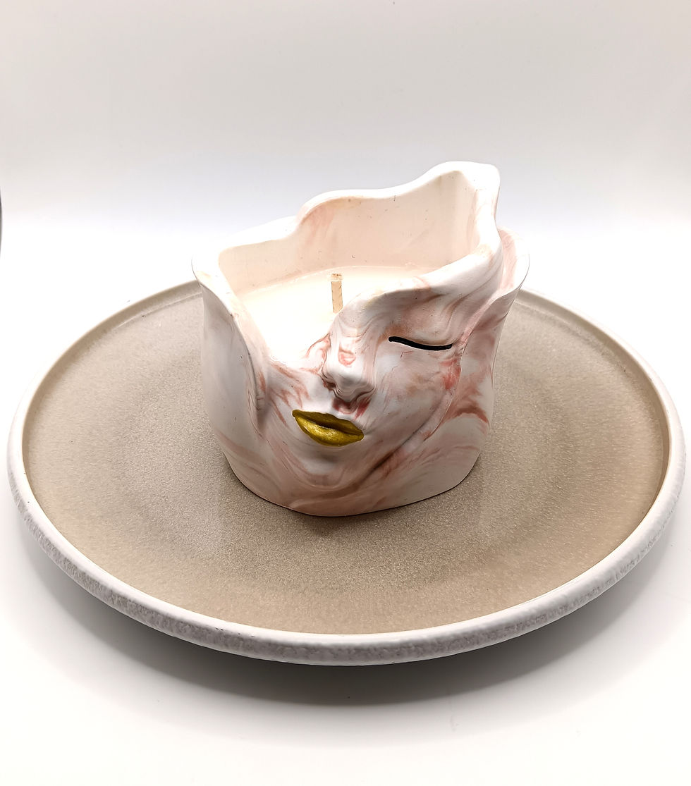 Bougie décorative en cire naturelle faite main, contenant en raysin en forme de visage