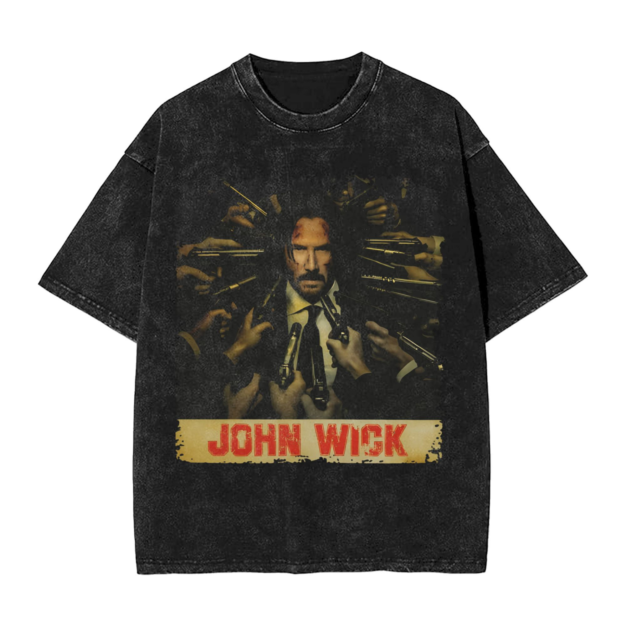 John Wicks T Shirts Men's Cotton Leisure T-Shirt Round Collar Vintage Tees Shor