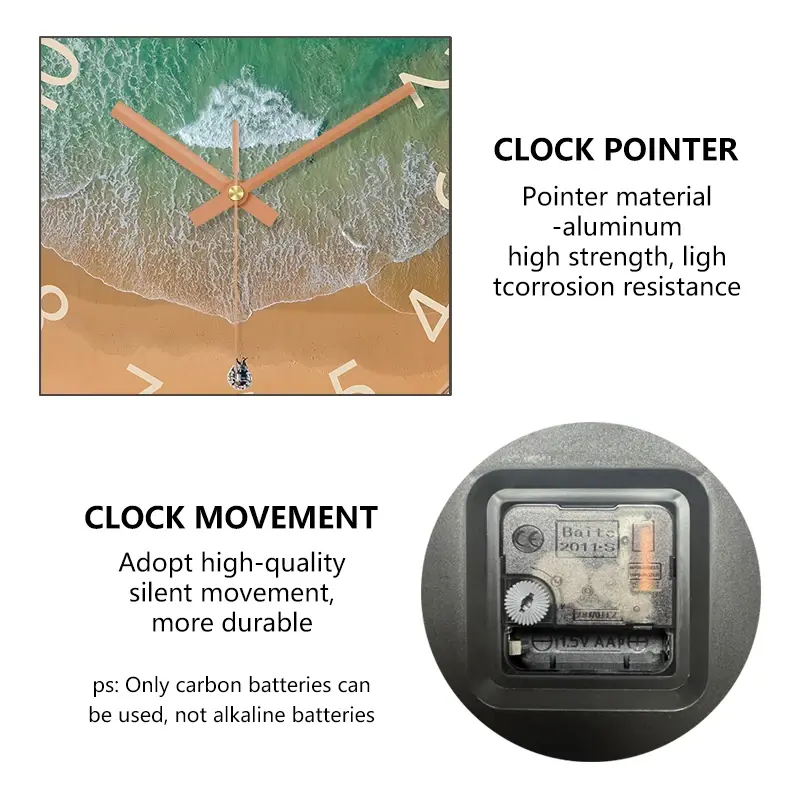 Thumbnail: 10 inch Coastal Beach Wall Clock Silent Quartz Clock with Rose Gold