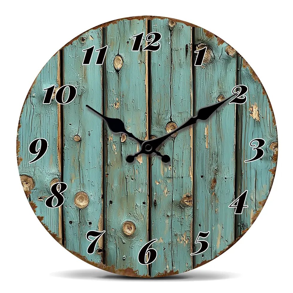 Thumbnail: Shabby Chic Turquoise Wood Plank Wall Clock, Vintage Decor for Coastal