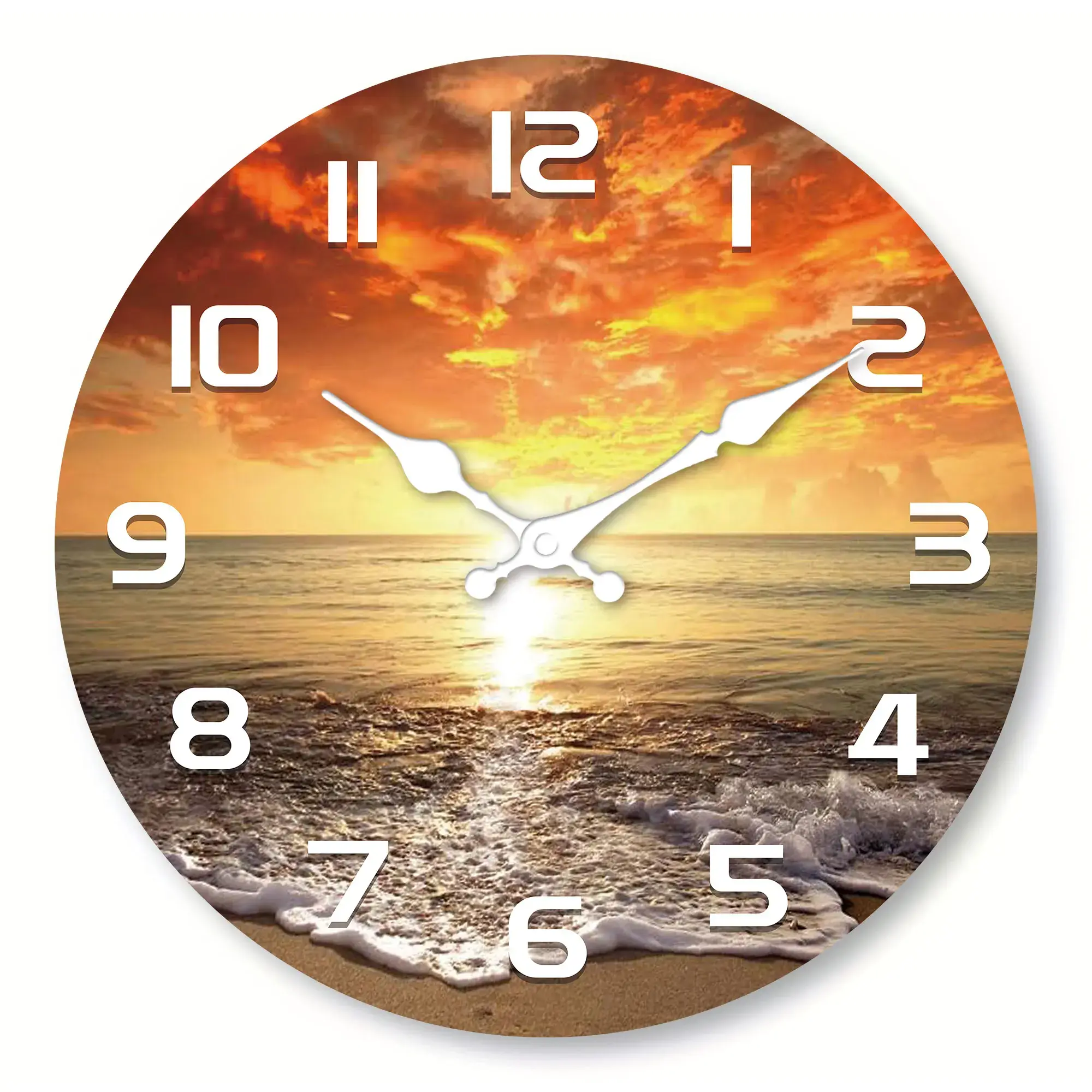 Sunset Beach Wall Clock Silent Wall Watch Ocean Coastal Art Home Decor