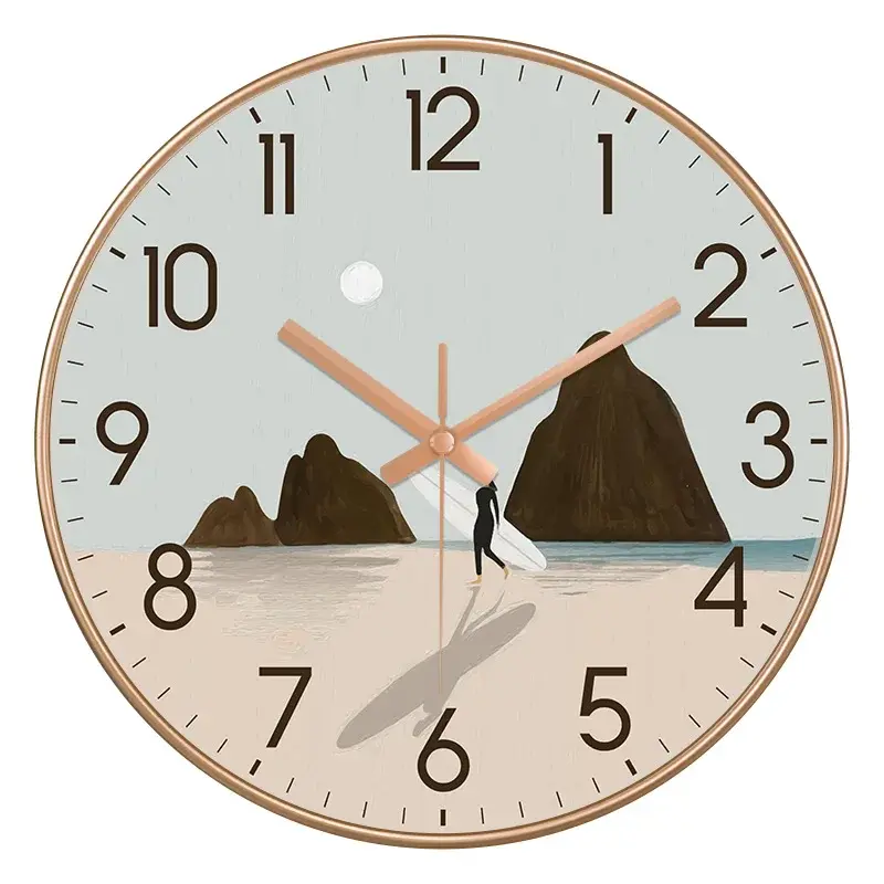 Thumbnail: Minimalist Round Wall Clock Surf BeachSilent Non-Ticking Coastal