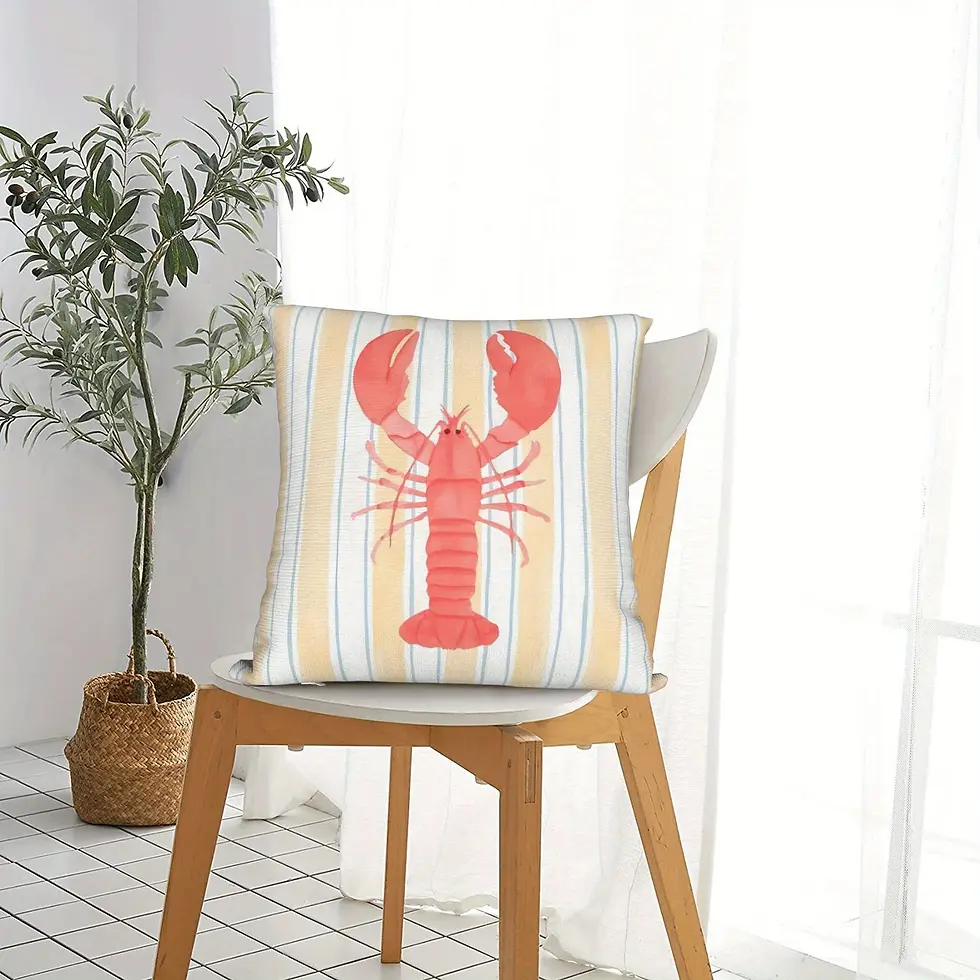 Thumbnail: Lobster Pattern Decorative Cushion Cover - Fun Coastal Throw Pillow