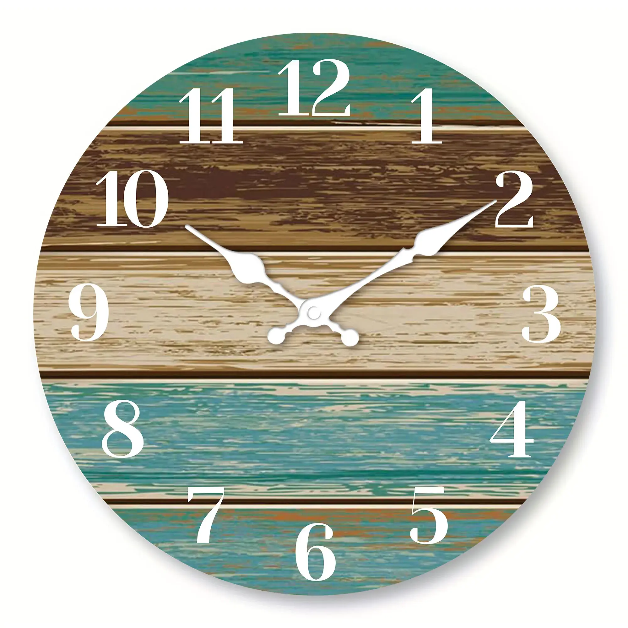 Farmhouse Wood Wall Clock Silent Wall Watch Coastal Striped Art Home