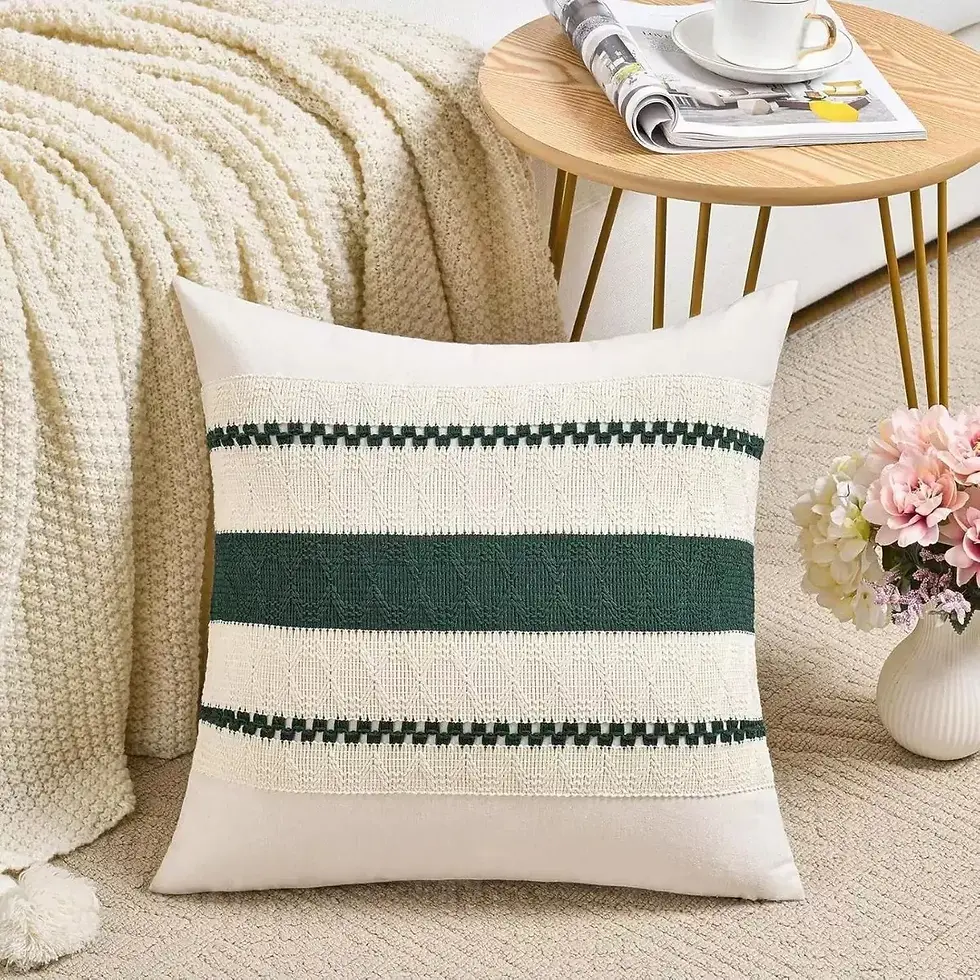 Thumbnail: Boho Coastal Decorative Throw Pillow Covers Lumbar Farmhouse Cotton