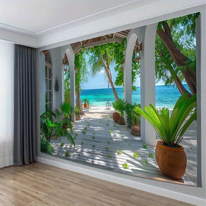 Thumbnail: Coastal Park 3D Beach Landscape Tapestry - Perfect choice for living