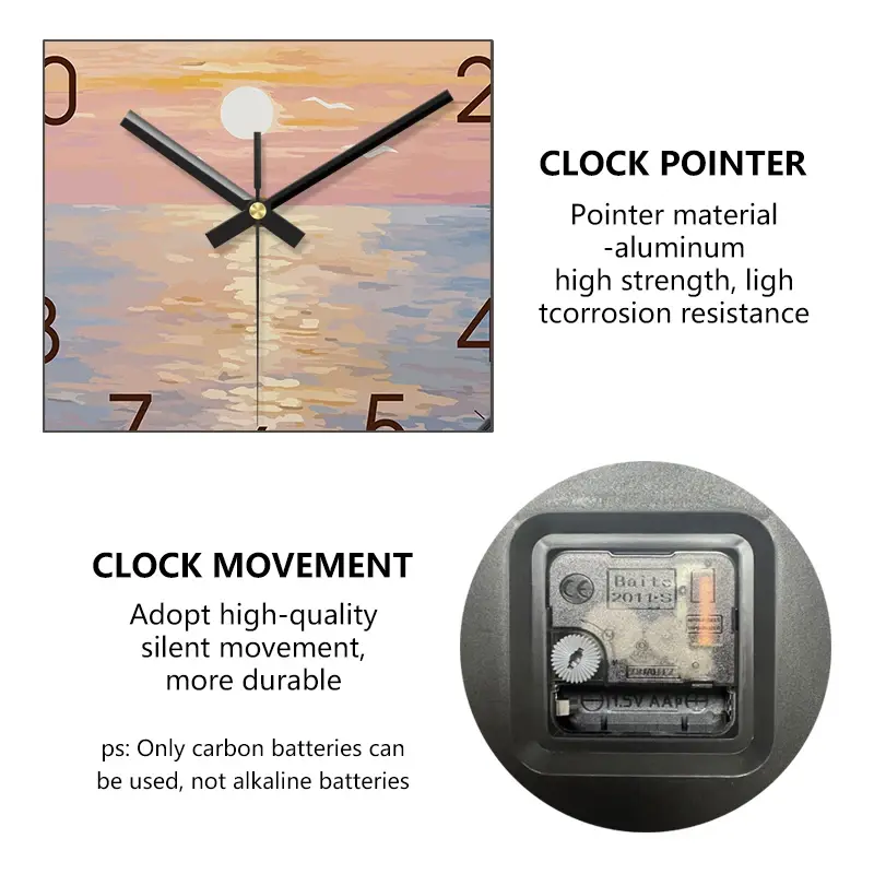 Thumbnail: Ocean Sunset Wall Clock Silent Non-Ticking Coastal Landscape Art Clock