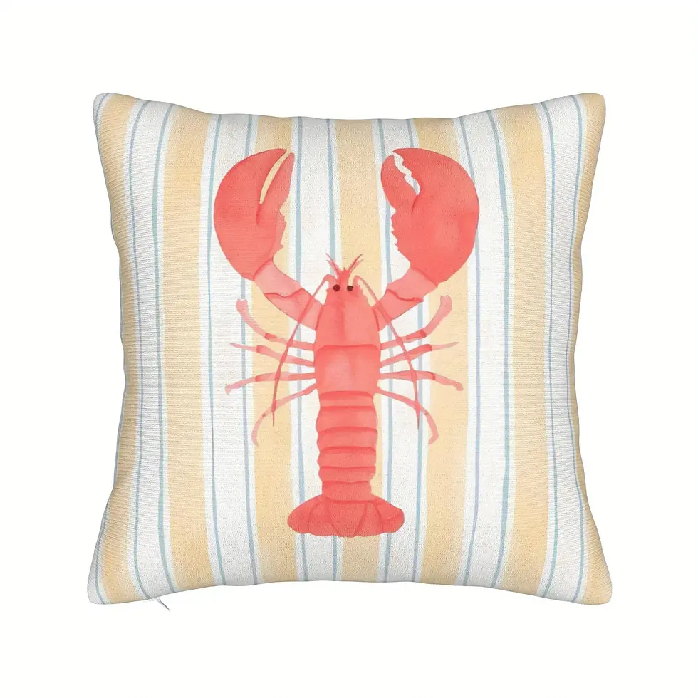 Thumbnail: Lobster Pattern Decorative Cushion Cover - Fun Coastal Throw Pillow
