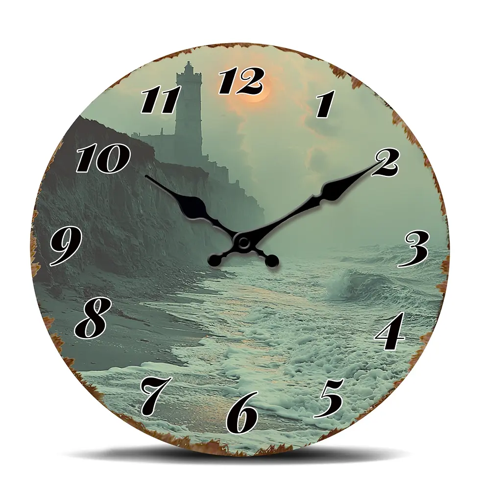 Thumbnail: Seaside Lighthouse at Dusk Wall Clock, Coastal Landscape Decorative