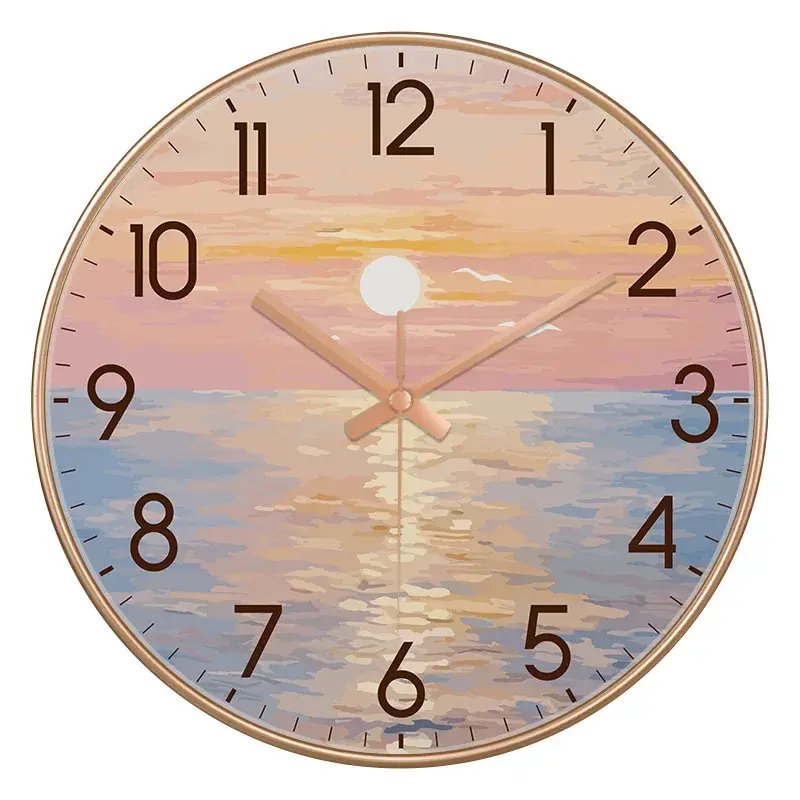 Thumbnail: Ocean Sunset Wall Clock Silent Non-Ticking Coastal Landscape Art Clock