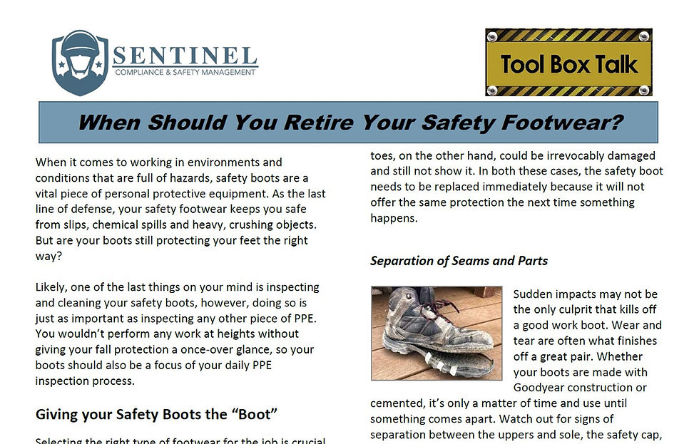 FREE Toolbox Safety Talk When Should You Retire Your Safety Footwear?