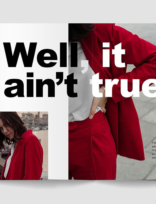 Text and Red Outfit