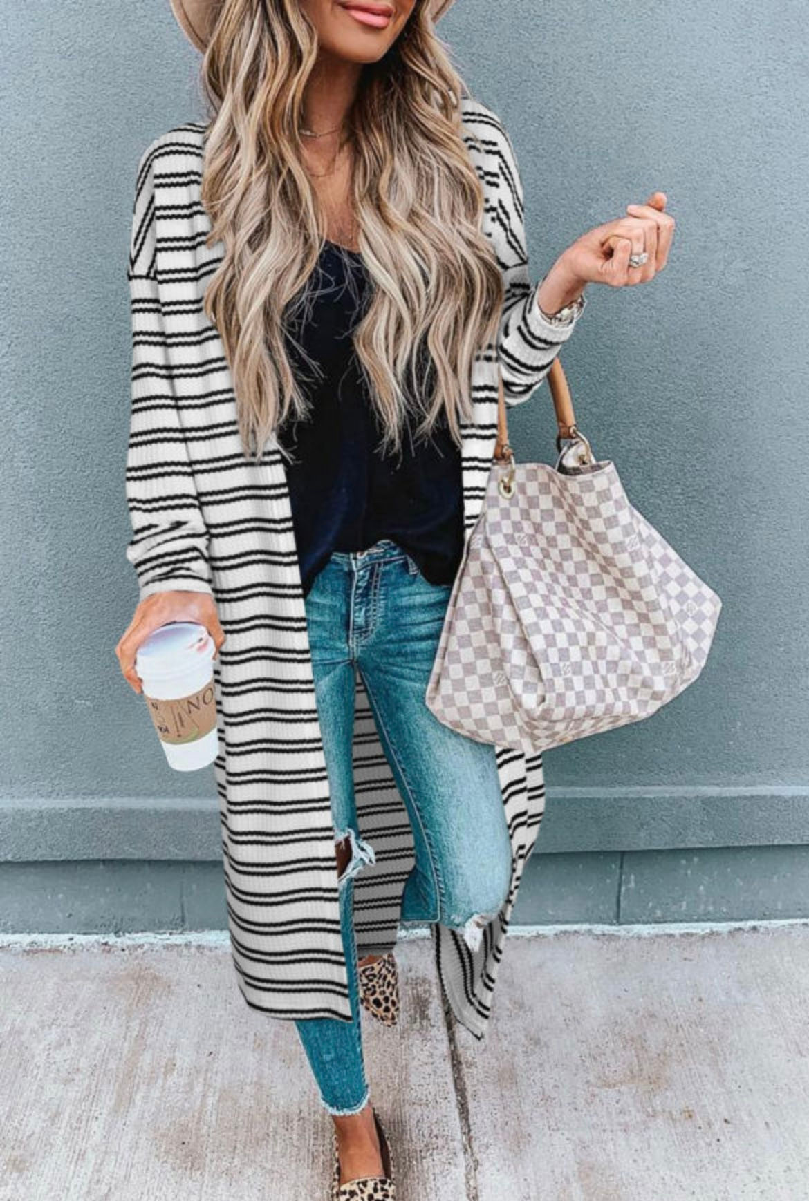 Black & White Striped Cardigan