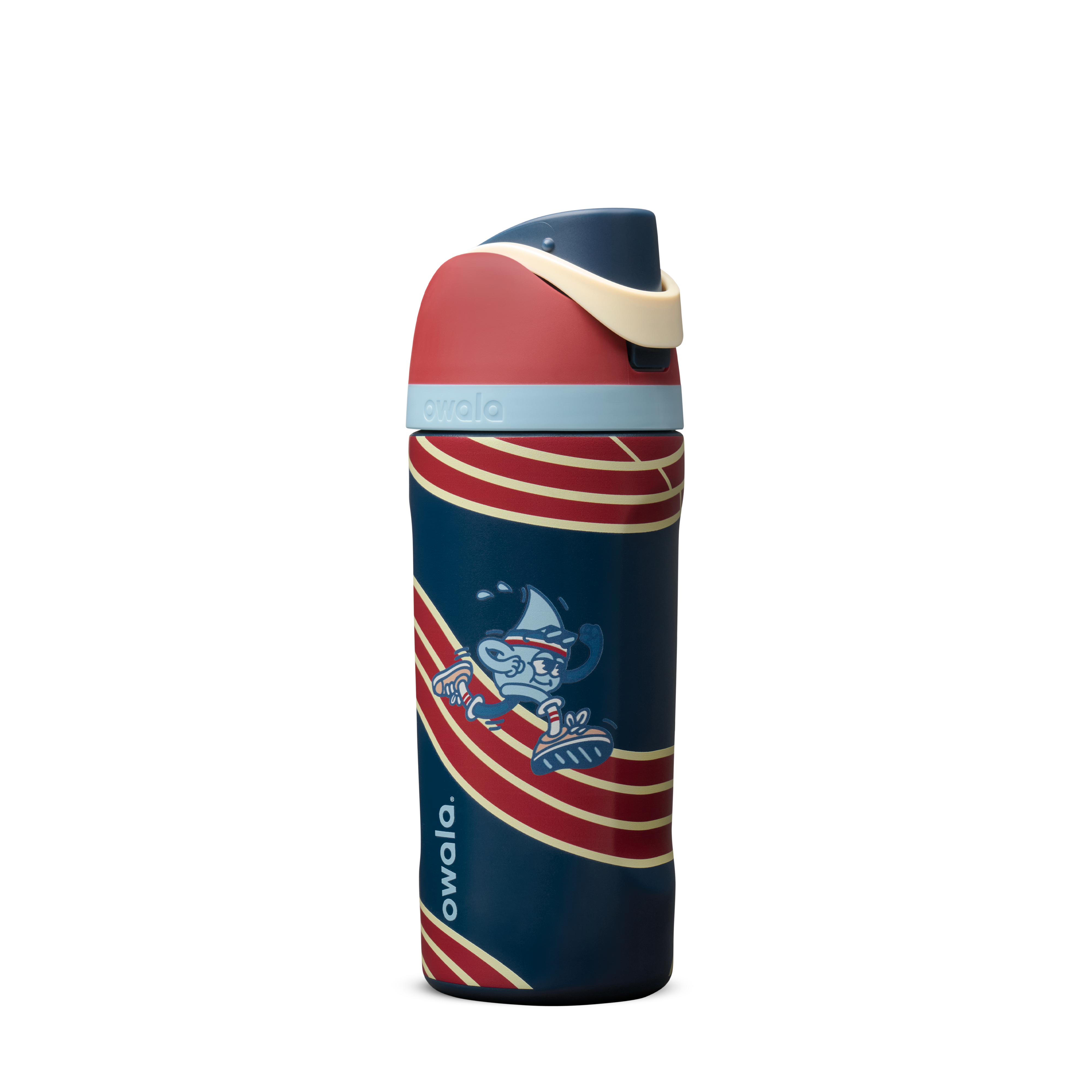 【美國LTD】Owala Kids' FreeSip® 16oz 兒童不鏽鎘保溫水甁|Ready, Set, Sip 深藍紅白運動配色