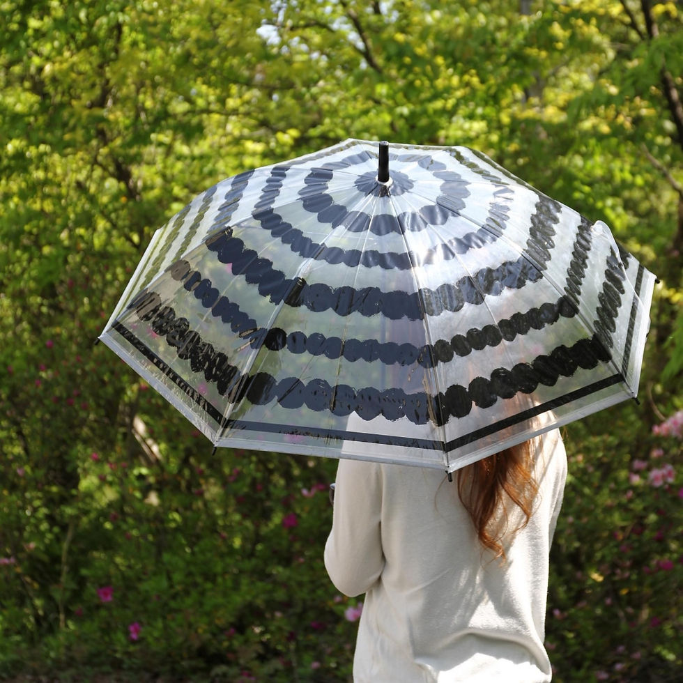 Thumbnail: 【落雨擔遮】快樂透明傘點邊框 Happy Umbrella Dot Border