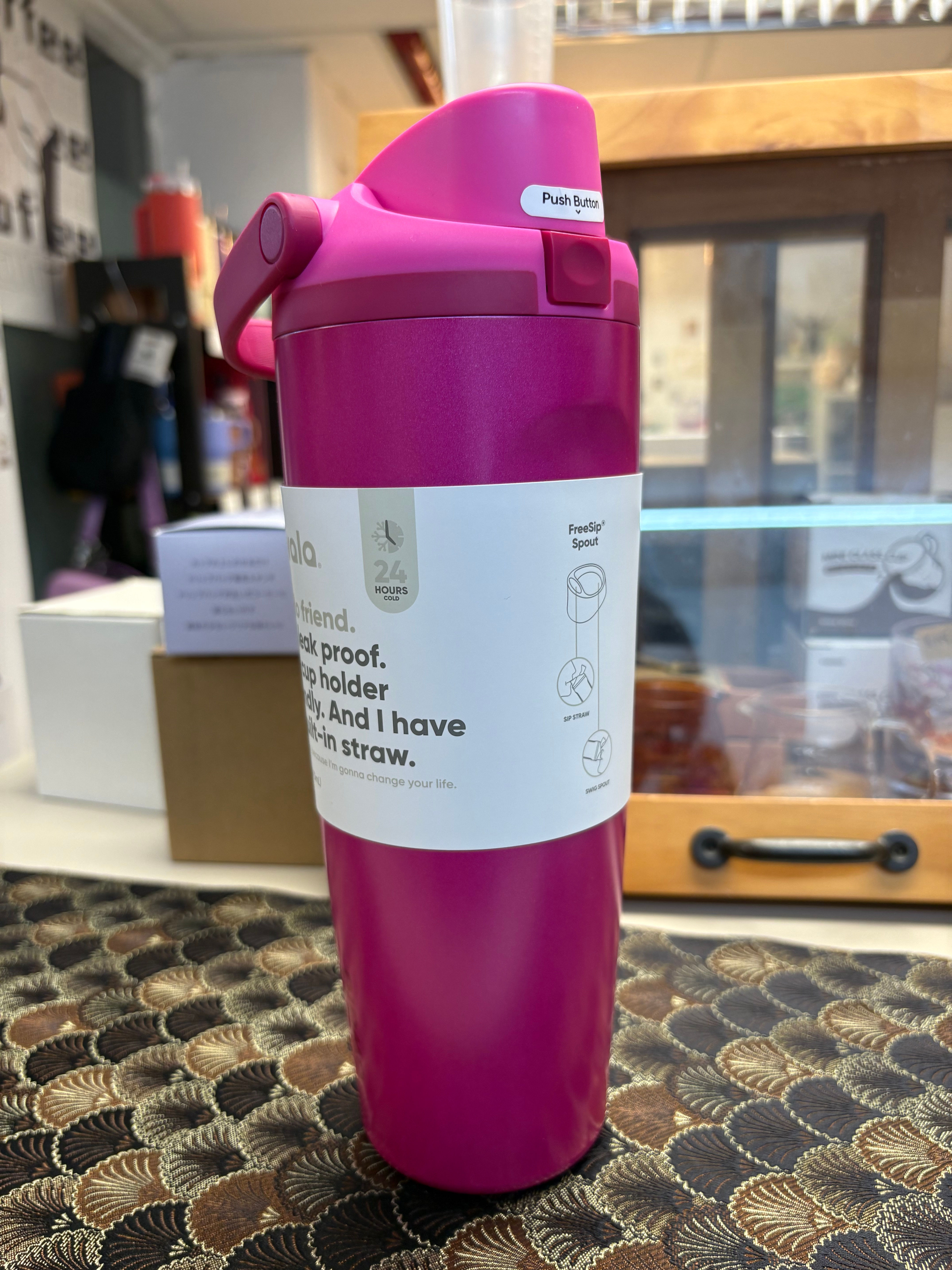 Owala FreeSip Sway 保溫水樽 30oz - Read My Lips 玫紅配色