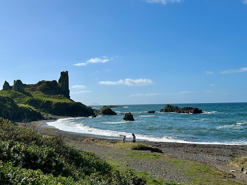 Family walking the coastal path near Dunure