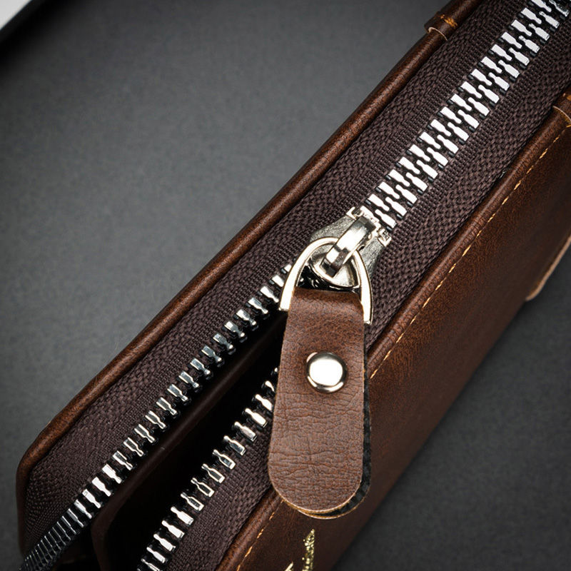 Thumbnail: 2025 New Men's Wallet PU Leather Purse Zipper Retro Style Short Wallets Men Card