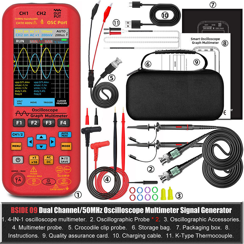 Thumbnail: NEW Handheld Oscilloscope Multimeter DDS Generator 2 Channels, 50MHz Bandwidth 2
