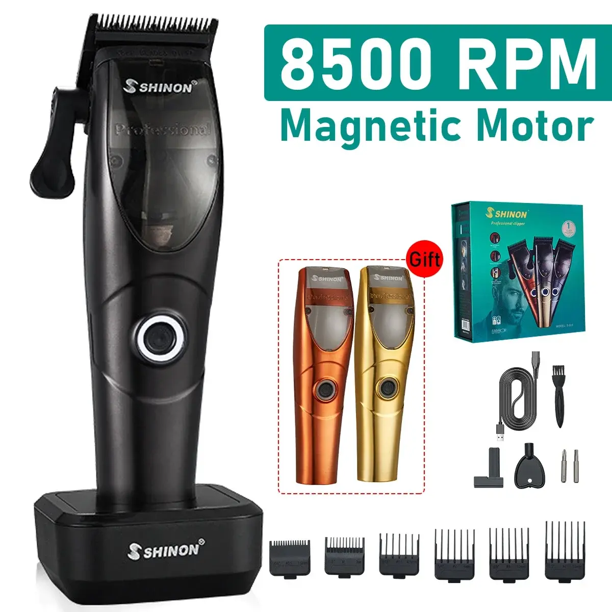 Professional Hair Clipper for Men 8500RPM Magnetic Motor with Base Charger Low N