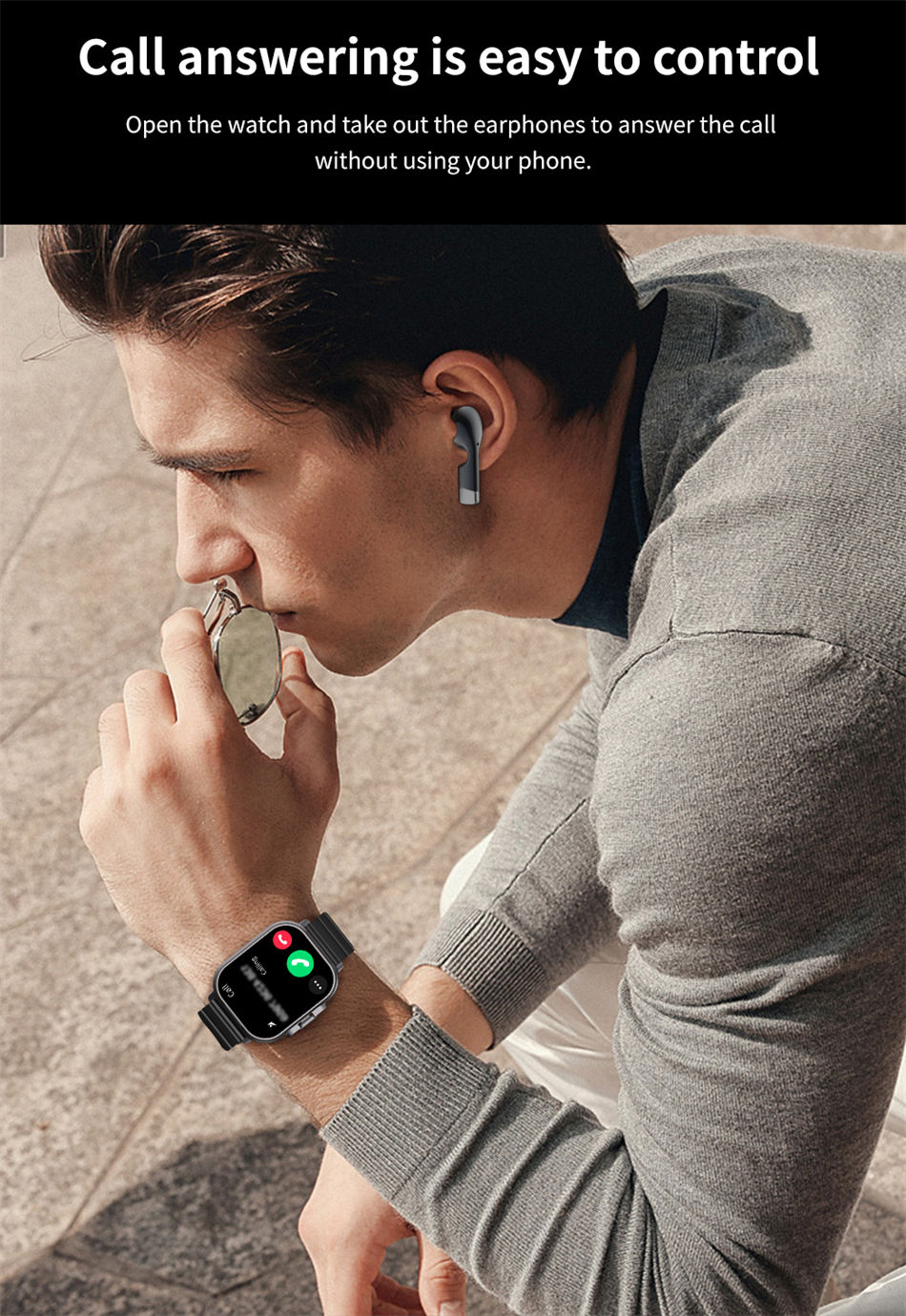 Thumbnail:  Smart Watch 2 in 1 With Earphone Smartwatch Bluetooth Call Men Watch GPS Track 
