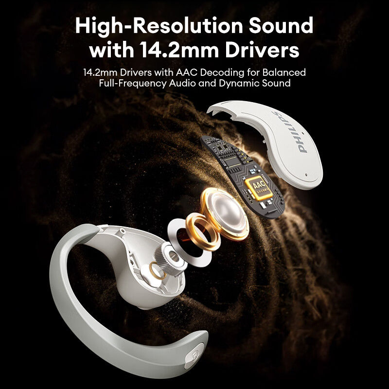 Thumbnail: New Original Philips TAT2708 OWS Wireless Bluetooth Earphones ENC Call Noise Can