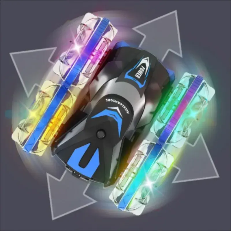 Thumbnail: Rc Cars Double Sided Dual 4WD Remote Control Stunt Car Light Wheel Watch Gravity