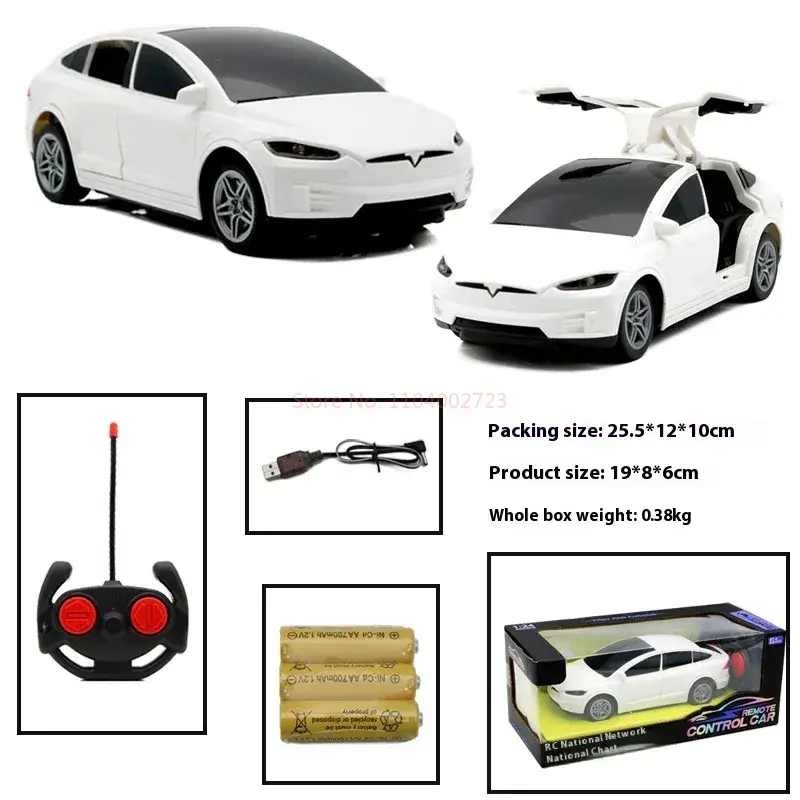 Thumbnail: 1:24 Tesla Rc Car 4-Channel Drfit Remote Control Car With Lights Simulation Doub