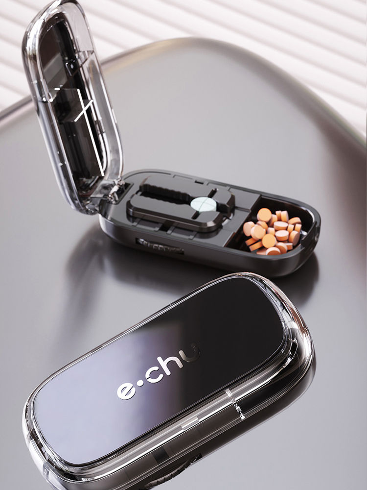 Thumbnail: Pill Cutter With Invisible Storage Box Portable 2 In 1 Mini Drug Tablet Medicine