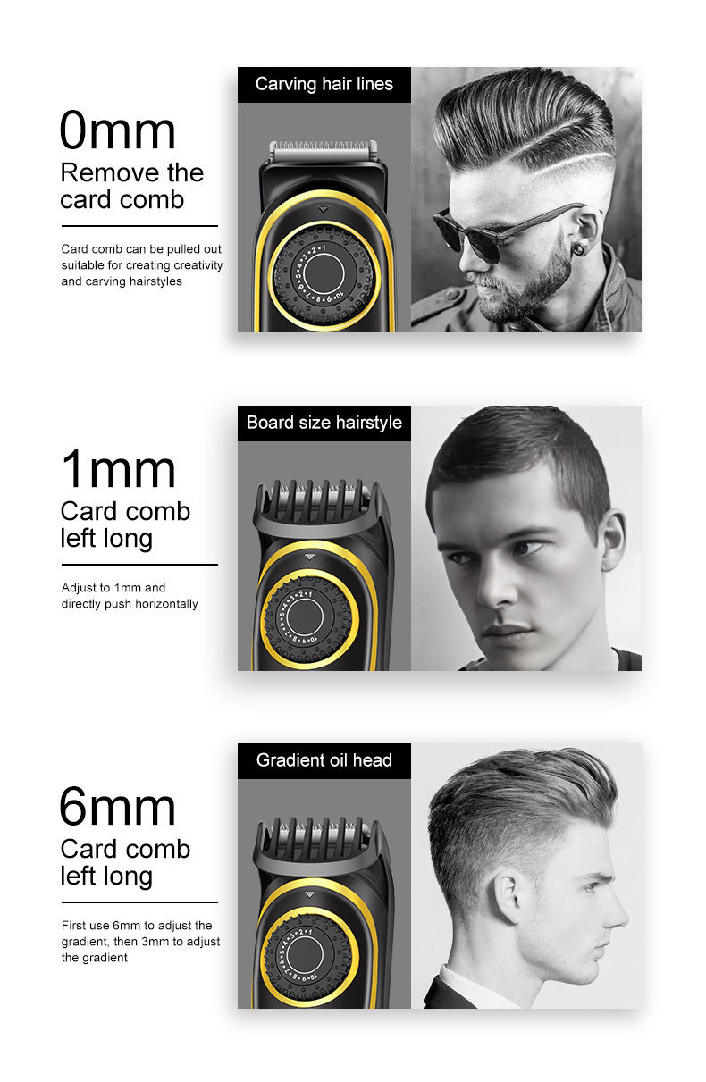 Thumbnail: HIENA Electric Hair Clippers 10 Gear adjustable professional barber hair cutting