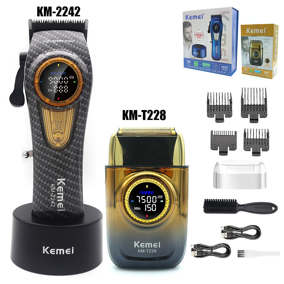 Thumbnail: Kemei KM-2242 Men's Hair Clipper 9000RPM Brushless Motor Base Charger LED Displa