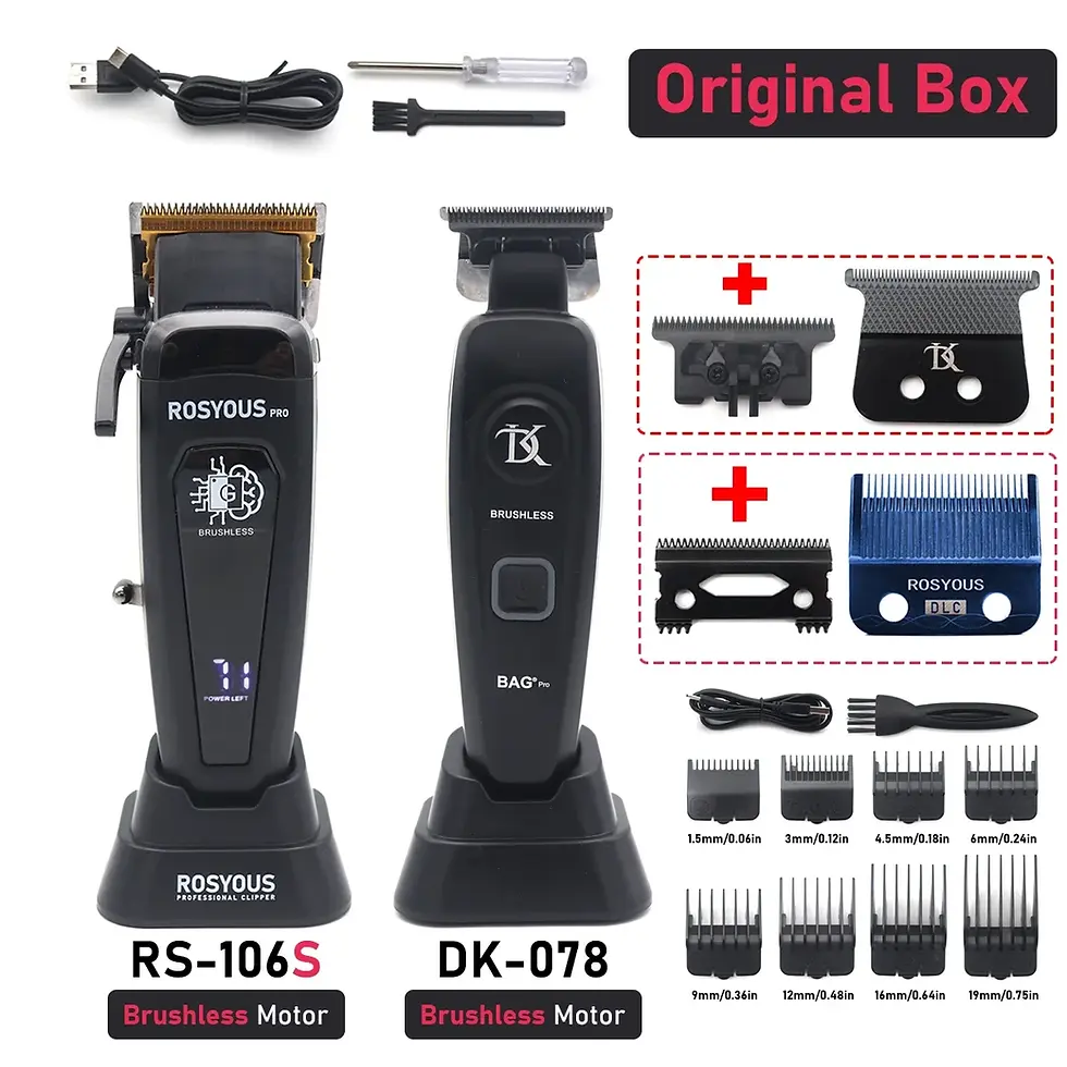 Thumbnail: Professional Hair Clipper Kit for Men DLC Blade with Base Charger Cordless USB I