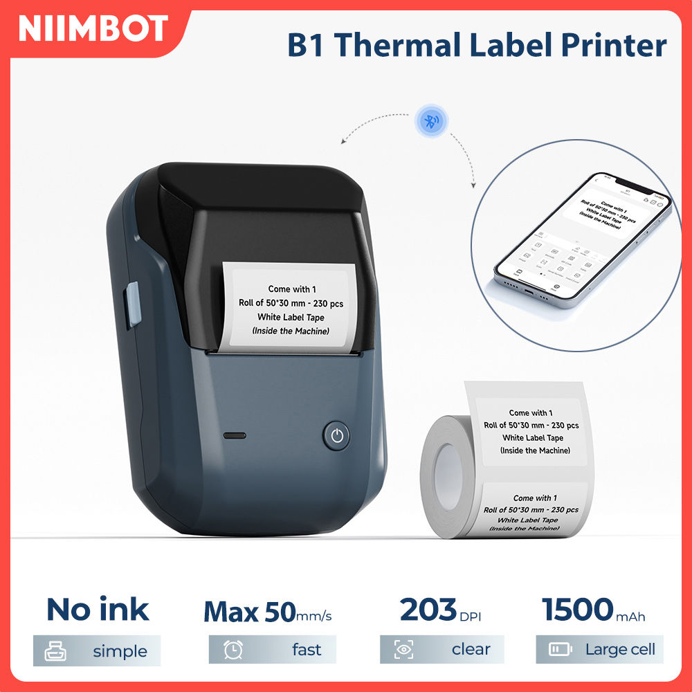 Niimbot B1 Wireless Label Printer Portable Home Commercial Handheld Thermal Sel