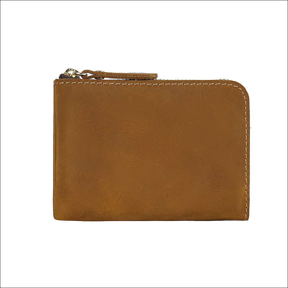 Thumbnail: Minimalist Card Holder Handmade Genuine Leather Vintage Crazy Horse Zipper Walle
