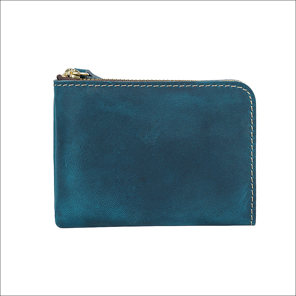 Thumbnail: Minimalist Card Holder Handmade Genuine Leather Vintage Crazy Horse Zipper Walle