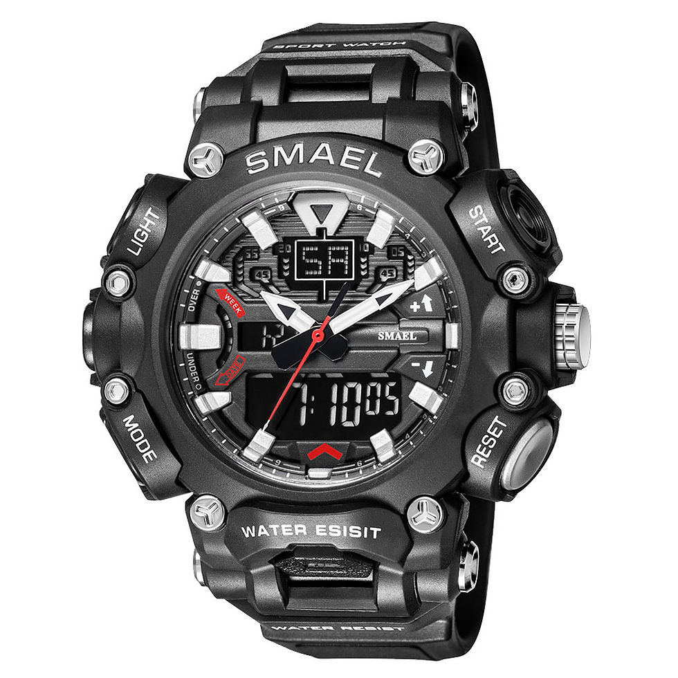 Thumbnail: SMAEL Dual Time LED Digital Watch for Men 50m Waterproof Chronograph Quartz Watc