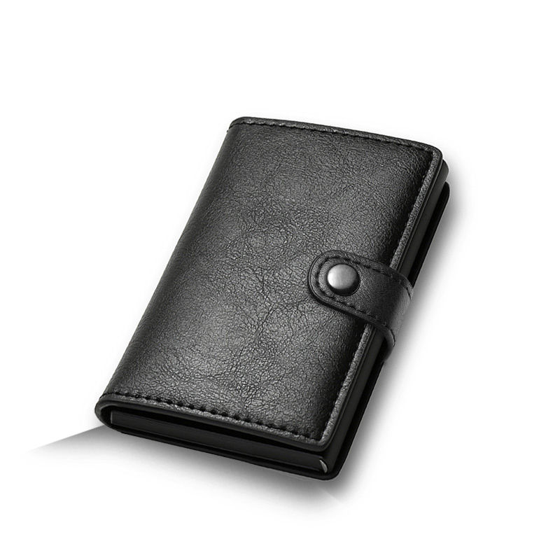 Thumbnail: Carbon Fiber Credit Card Holder Wallet Men Rfid Smart Metal Thin Slim Pop Up Min