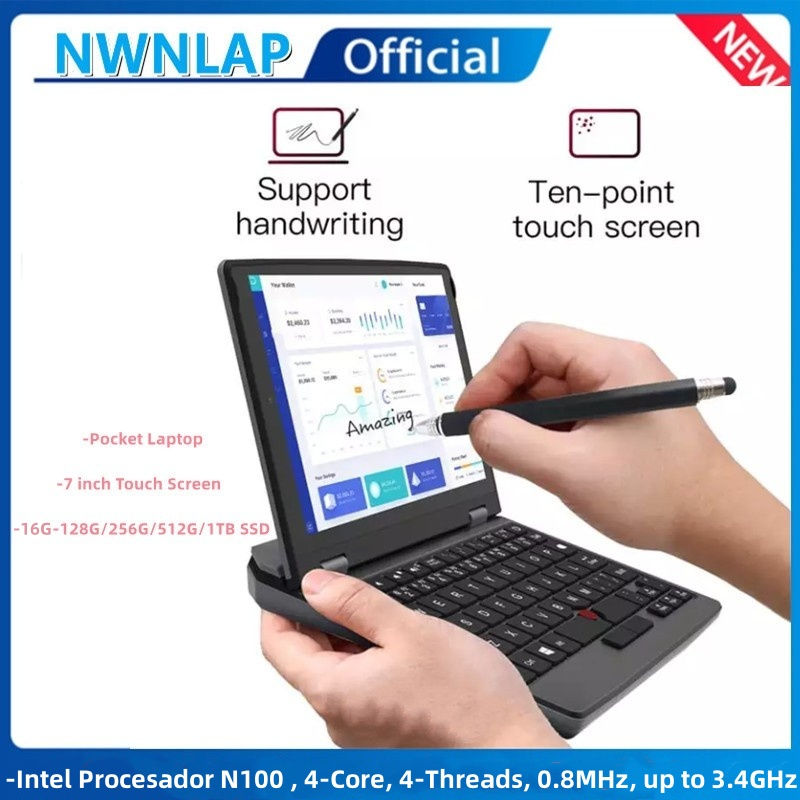 7 Inch Mini Laptop Intel N100 Notebook IPS Touch Screen Portable Netbook Win 11