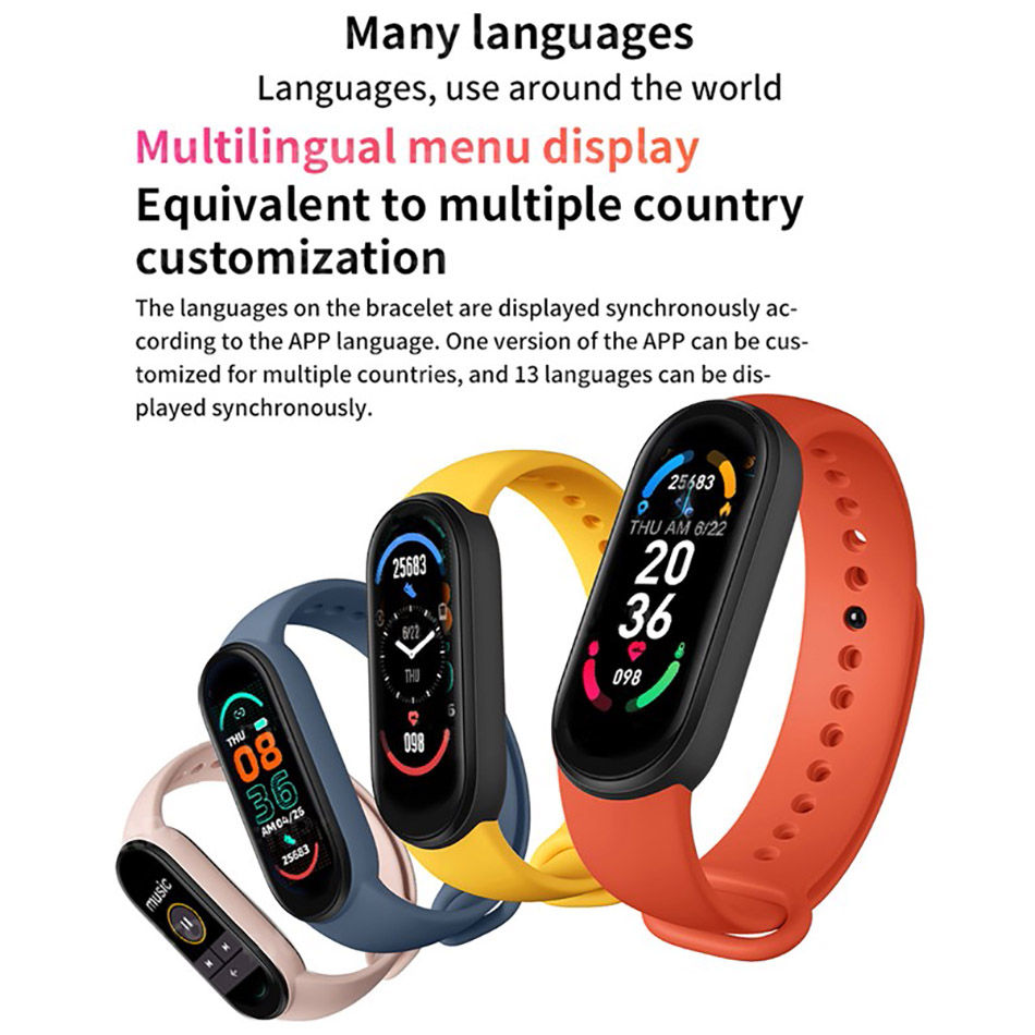 Thumbnail: M6 Smart Watch Men Women Fitness Smart Bracelet Sports Band Heart Rate Blood