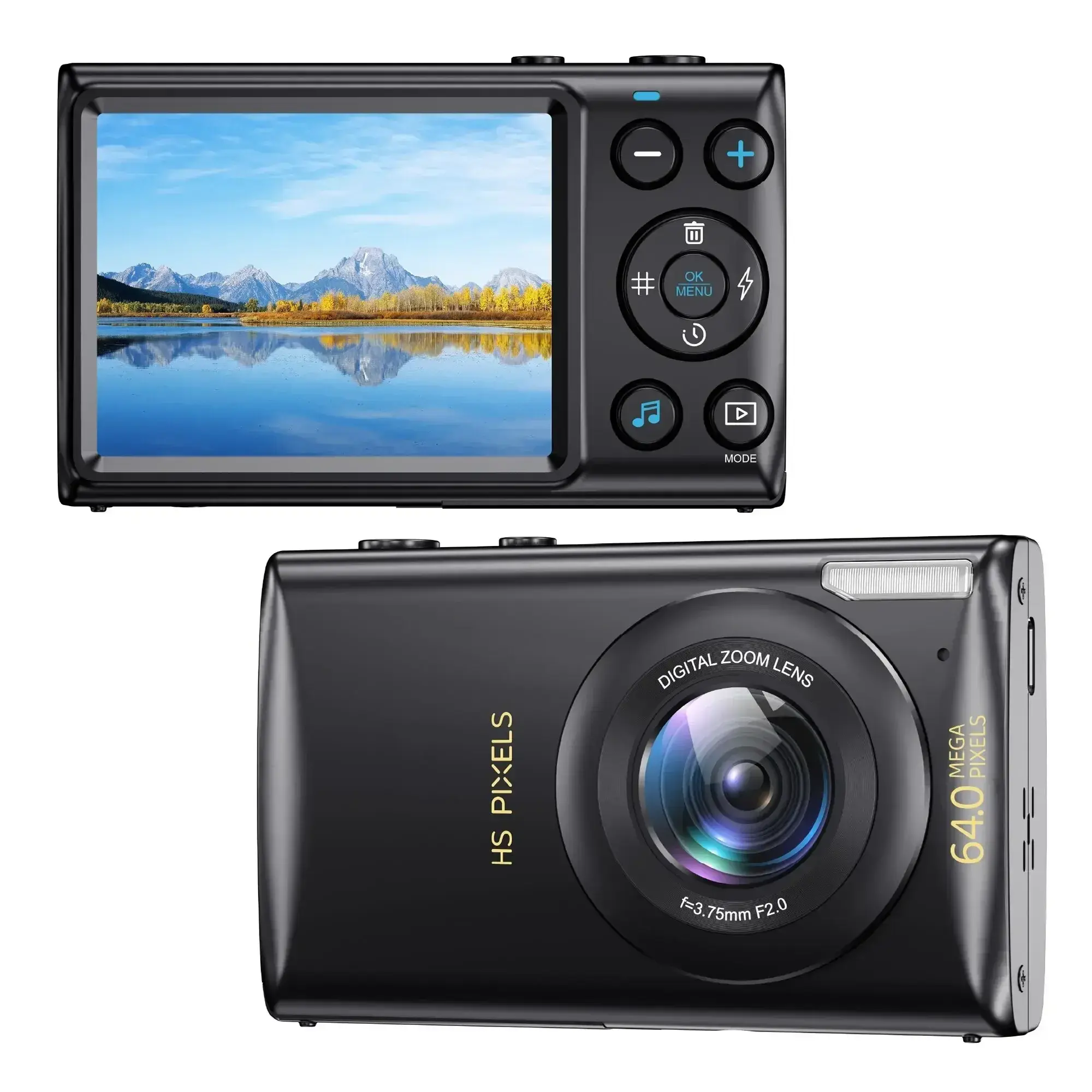 4K Digital Camera for Photography 18X Zoom Compact Cameras Children Vlogging Cam