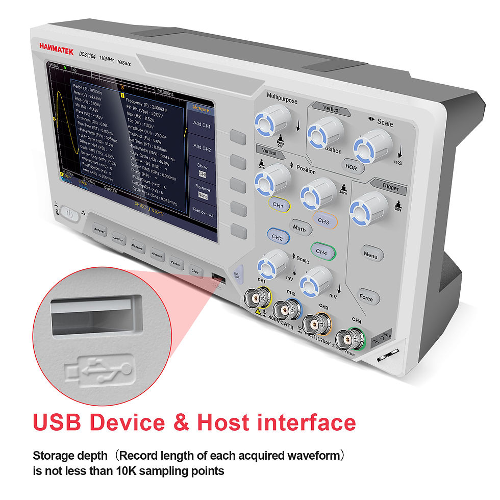 Thumbnail: Hanmatek Digital Oscilloscope 5mV/Div 2 /4 Channels 110MhZ Bandwidth 1GS/s Sampl