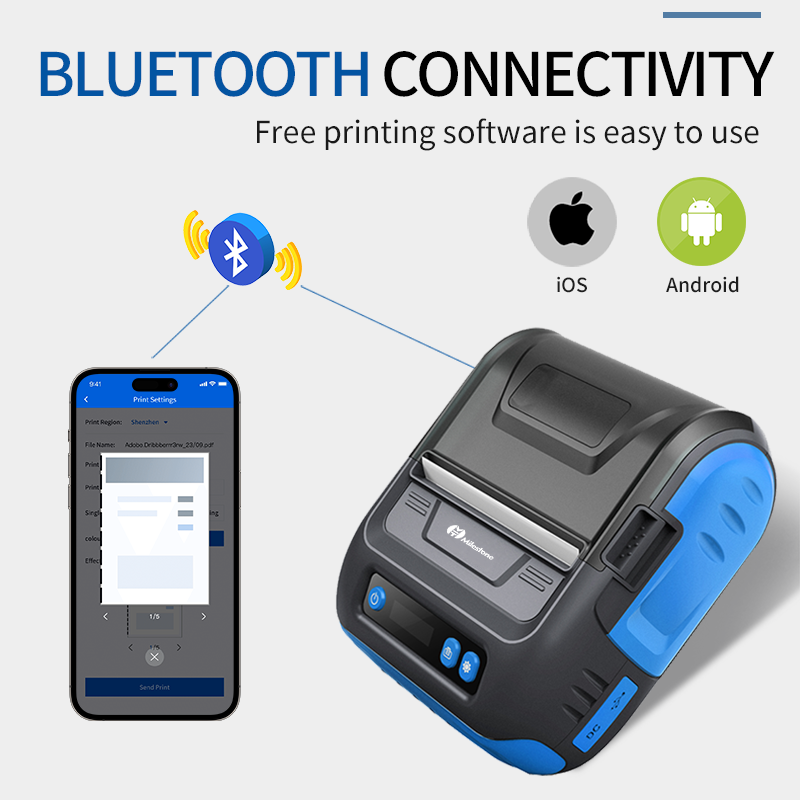 Thumbnail: Milestone 80MM Receipt Printer Bluetooth Thermal Label Printer Bill Ticket Mobil