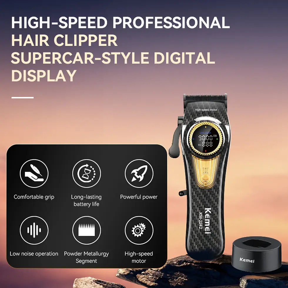 Thumbnail: Kemei KM-2242 Men's Hair Clipper 9000RPM Brushless Motor Base Charger LED Displa