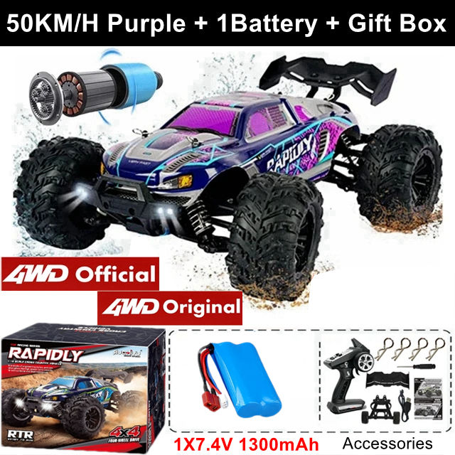 Thumbnail: 4WD 1:16 80KM/H Super Brushless 50KM/H Brushed RC Car 4x4 Off Road Remote Contro