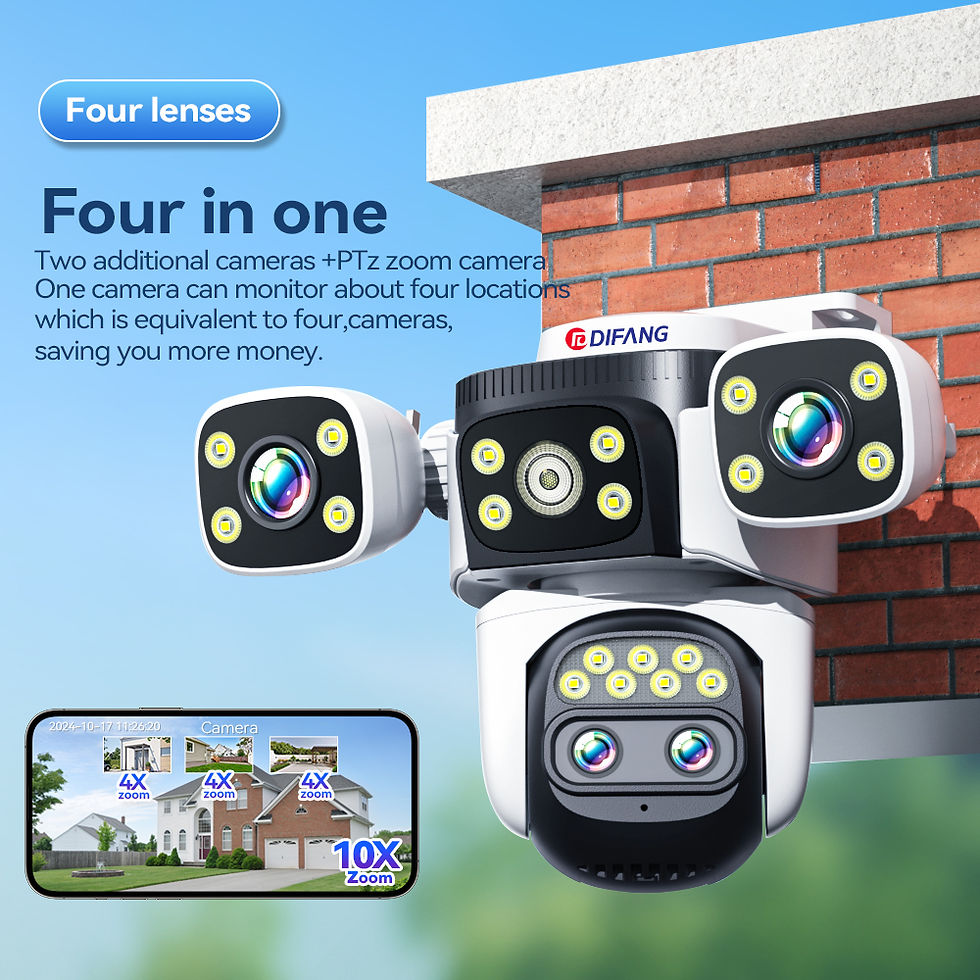Thumbnail: 10K 20MP 10X Zoom Four Screens WiFi IP Camera Wireless Outdoor Four Lens PTZ Hum